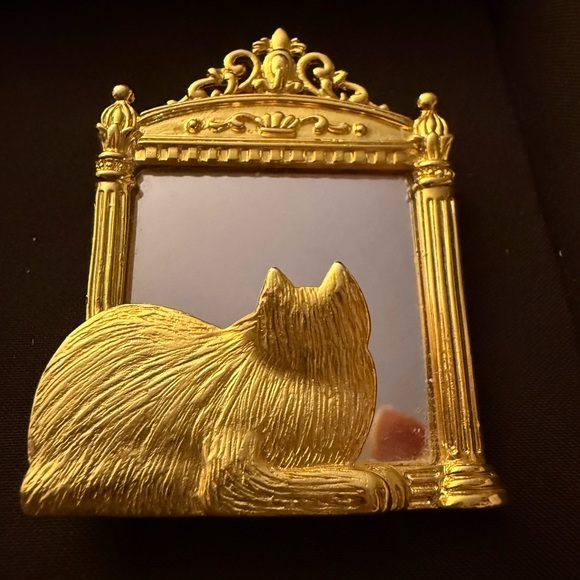 Luxurious Golden Cat Mirror Signed JJ - Picture 3 of 8